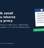 Grafika: Pracownik zataił chorobę u lekarza medycyny pracy, orzeczenia Sądu Najwyższego II PK 94/16, II PSKP 13/21, I PKN 642/99, ikona karty badań ze znakiem zapytania